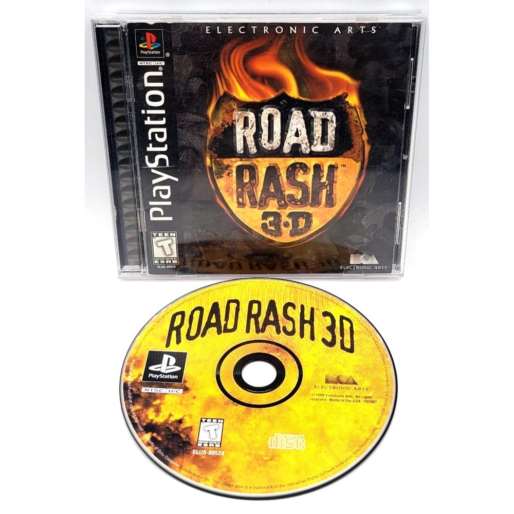 Road Rash 3D Video Game Sony PlayStation 1 1998 PS1 Complete CIB REG CARD